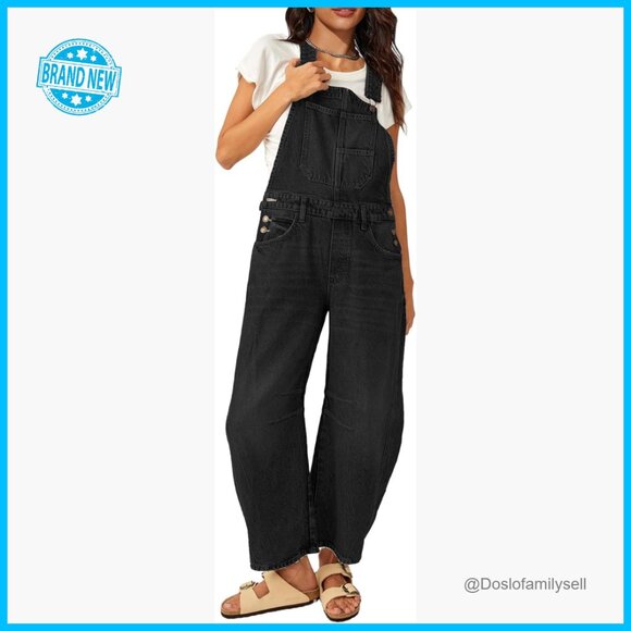 Barrel Leg Overalls Jumpsuit Loose Fit Y2K Vintage Denim Casual Chic